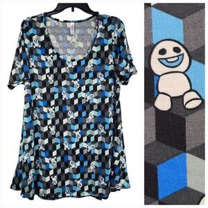 NWT LuLaRoe Disney Frozen Snowgies Snowman Swing Tee Blue Perfect T Shirt Top
